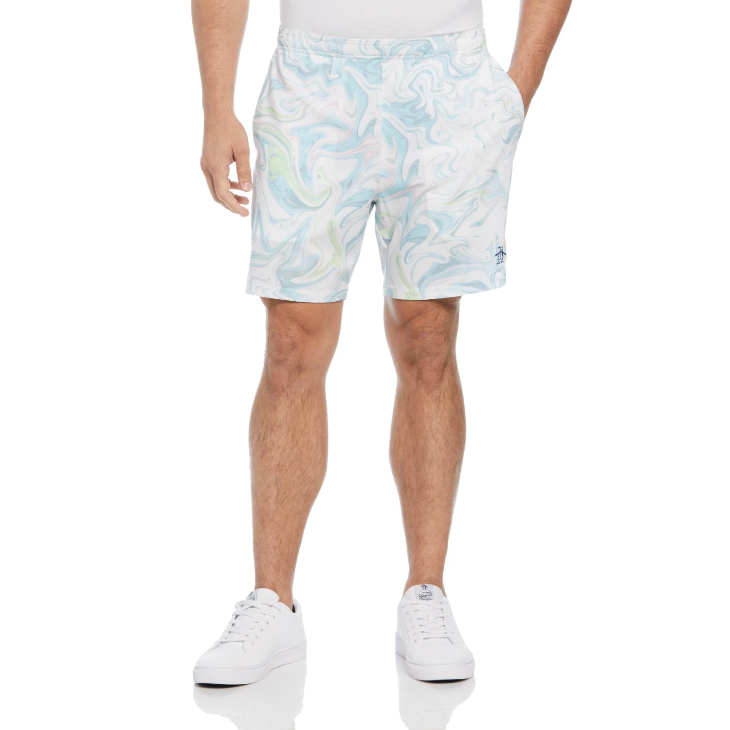 Original Penguin Marble Print Performance Tennis Shorts In Bright White 3 Original Penguin Marble Print Performance Tennis Shorts In Bright White