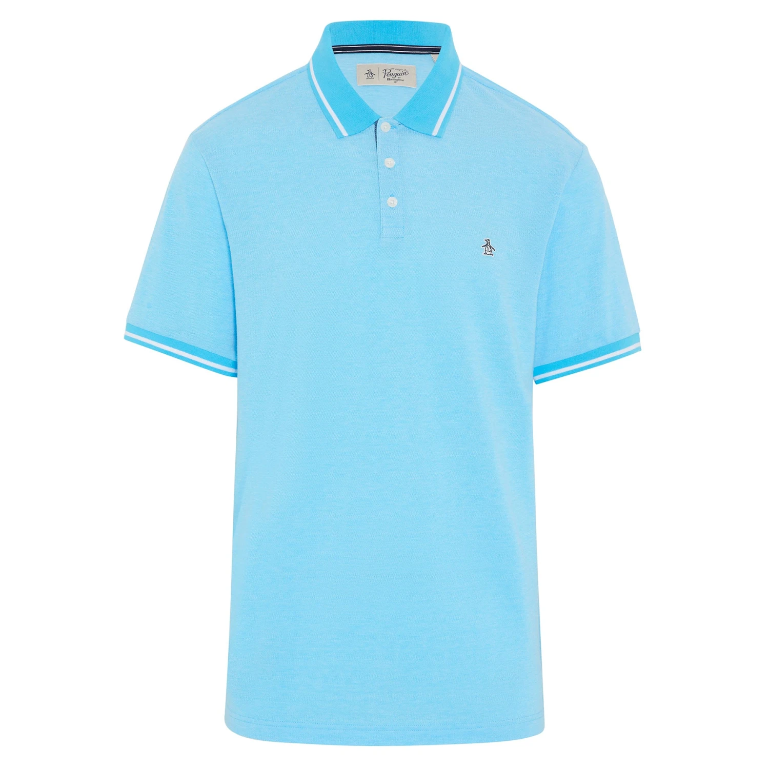 Original Penguin Birdseye Pique Tipped Polo Shirt In Aquarius 3 Original Penguin Birdseye Pique Tipped Polo Shirt In Aquarius