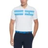 Original Penguin Jack Heritage Stripe Print Short Sleeve Golf Polo Shirt In Bright White