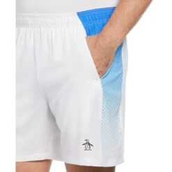 Original Penguin Tennis Performance 7" Inseam Ombre Colour Block Shorts In Bright White -Outlet New Polo Shirt Store on1aw88wrbdzxa3f4gen