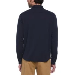 Original Penguin Icons Soft Interlock Long Sleeve Shirt In Dark Sapphire -Outlet New Polo Shirt Store otzd226vsaqfikax6oty