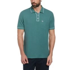 Original Penguin Organic Cotton The Earl Pique Short Sleeve Polo Shirt In Sea Pine
