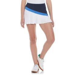 Original Penguin Women's Asymmetrical Color Block Pleated Tennis Skort In Black Iris