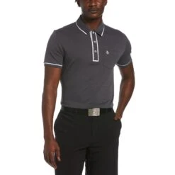 Original Penguin Eco Performance Earl Golf Polo Shirt In Caviar