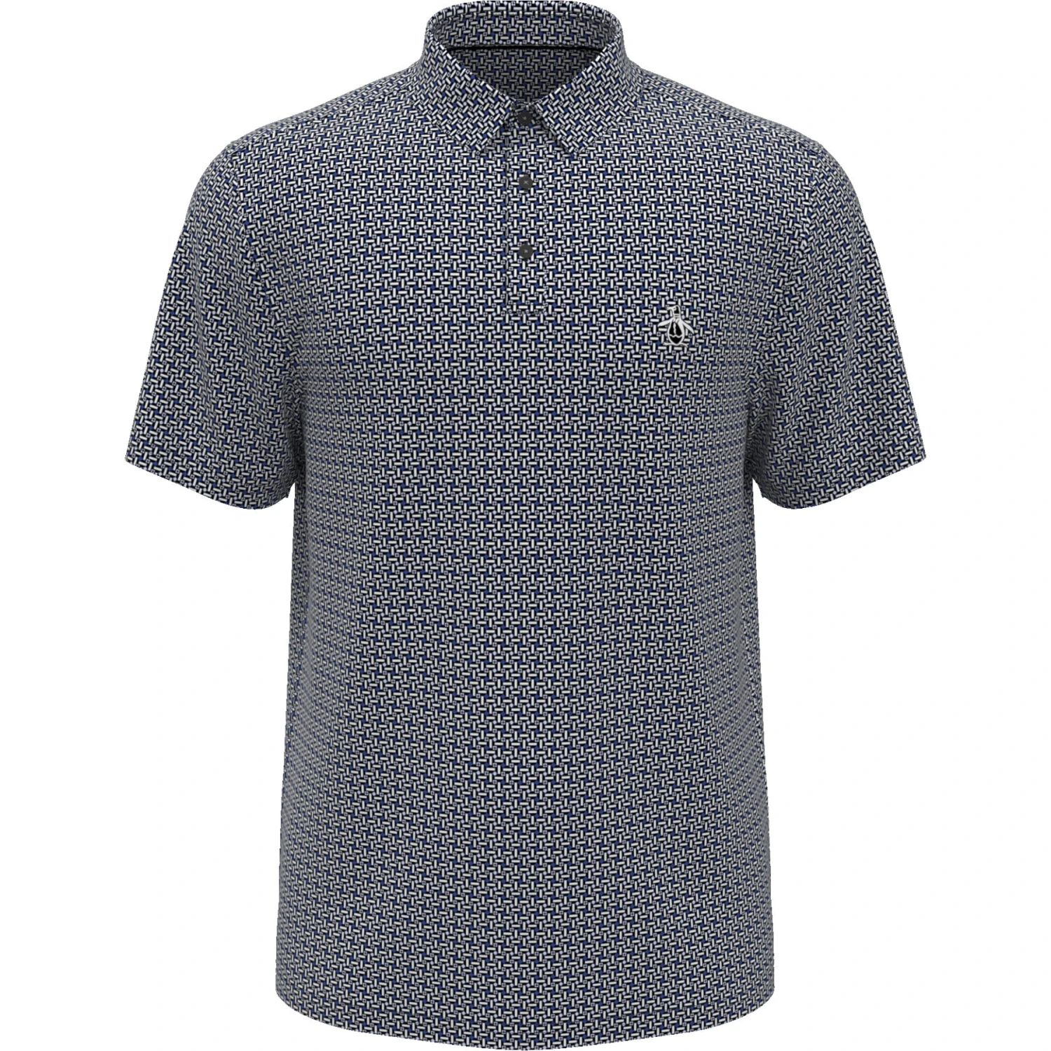 Original Penguin Original Geometric Print Short Sleeve Golf Polo Shirt In Caviar 5 Original Penguin Original Geometric Print Short Sleeve Golf Polo Shirt In Caviar - Image 4