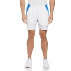 Original Penguin Tennis Performance 7" Inseam Ombre Colour Block Shorts In Bright White