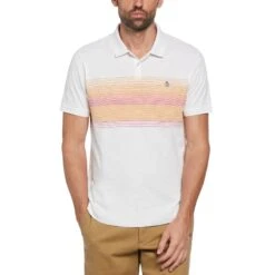 Outlet New Polo Shirt Store 12 Original Penguin Slub Chest Stripe Ottoman Polo Shirt In Bright White