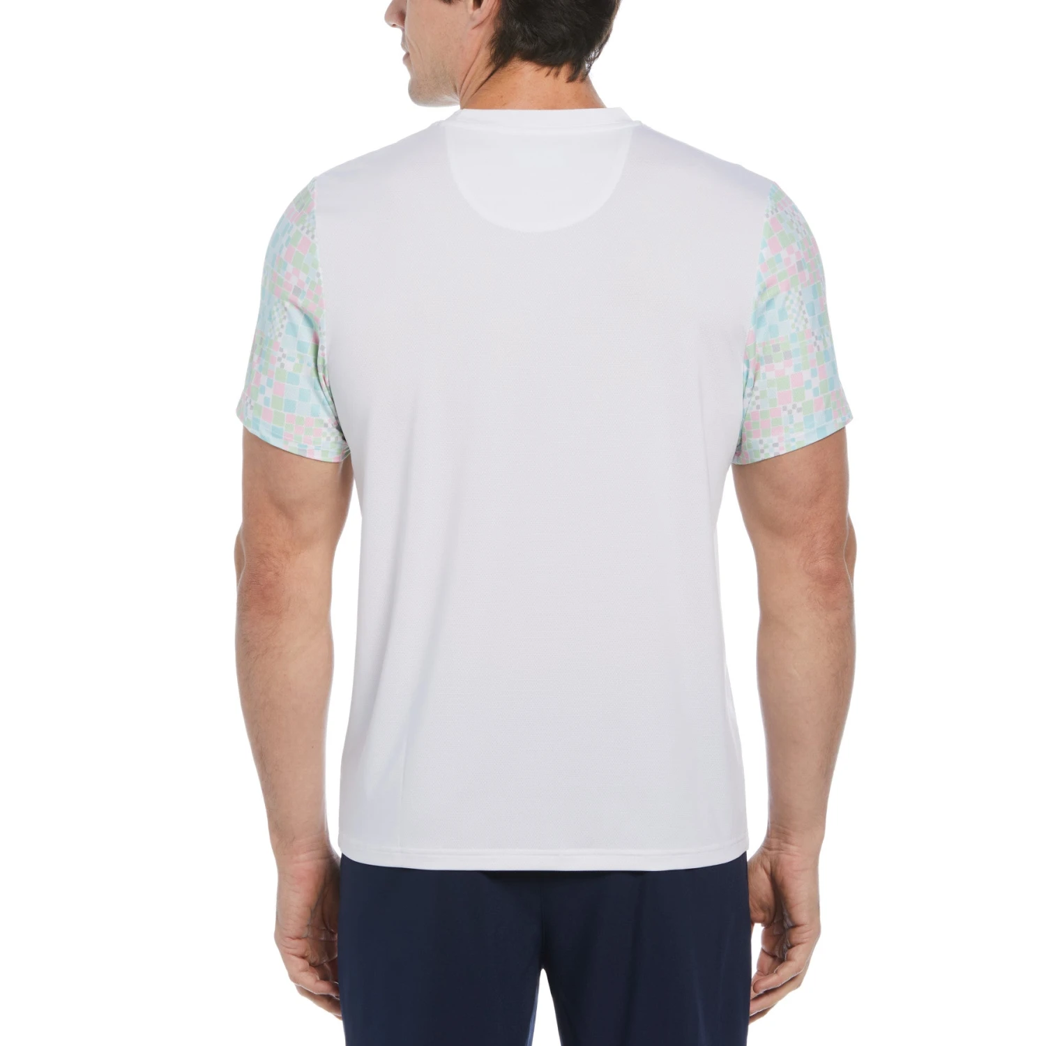 Original Penguin Checkerboard Block Performance Short Sleeve Tennis T-Shirt In Bright White 4 Original Penguin Checkerboard Block Performance Short Sleeve Tennis T-Shirt In Bright White - Image 2