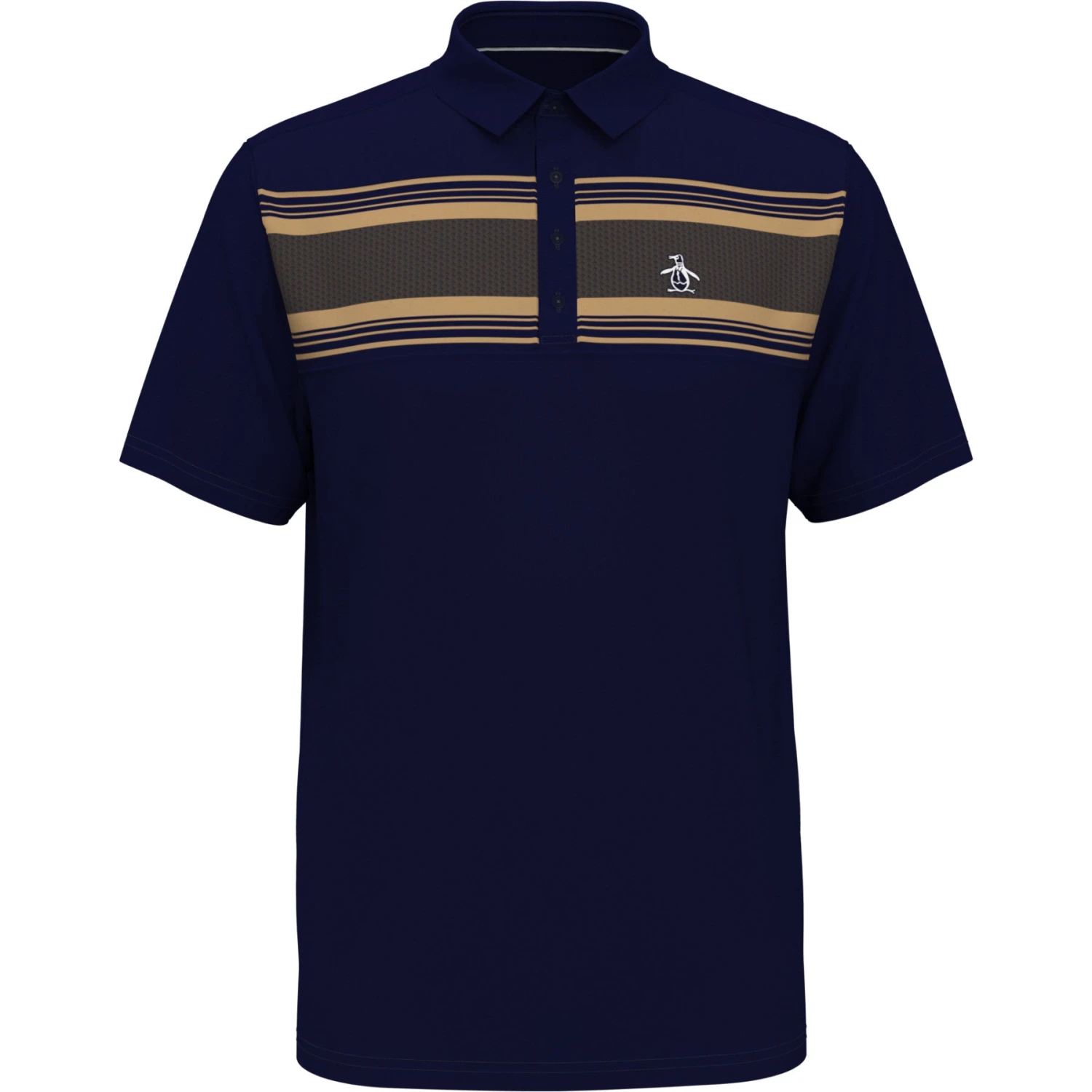 Original Penguin Jack Heritage Stripe Print Short Sleeve Golf Polo Shirt In Black Iris 5 Original Penguin Jack Heritage Stripe Print Short Sleeve Golf Polo Shirt In Black Iris - Image 3