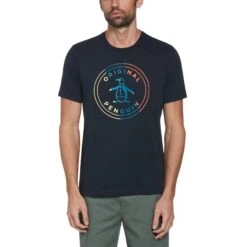 Original Penguin Circle Logo Tee In Dark Sapphire