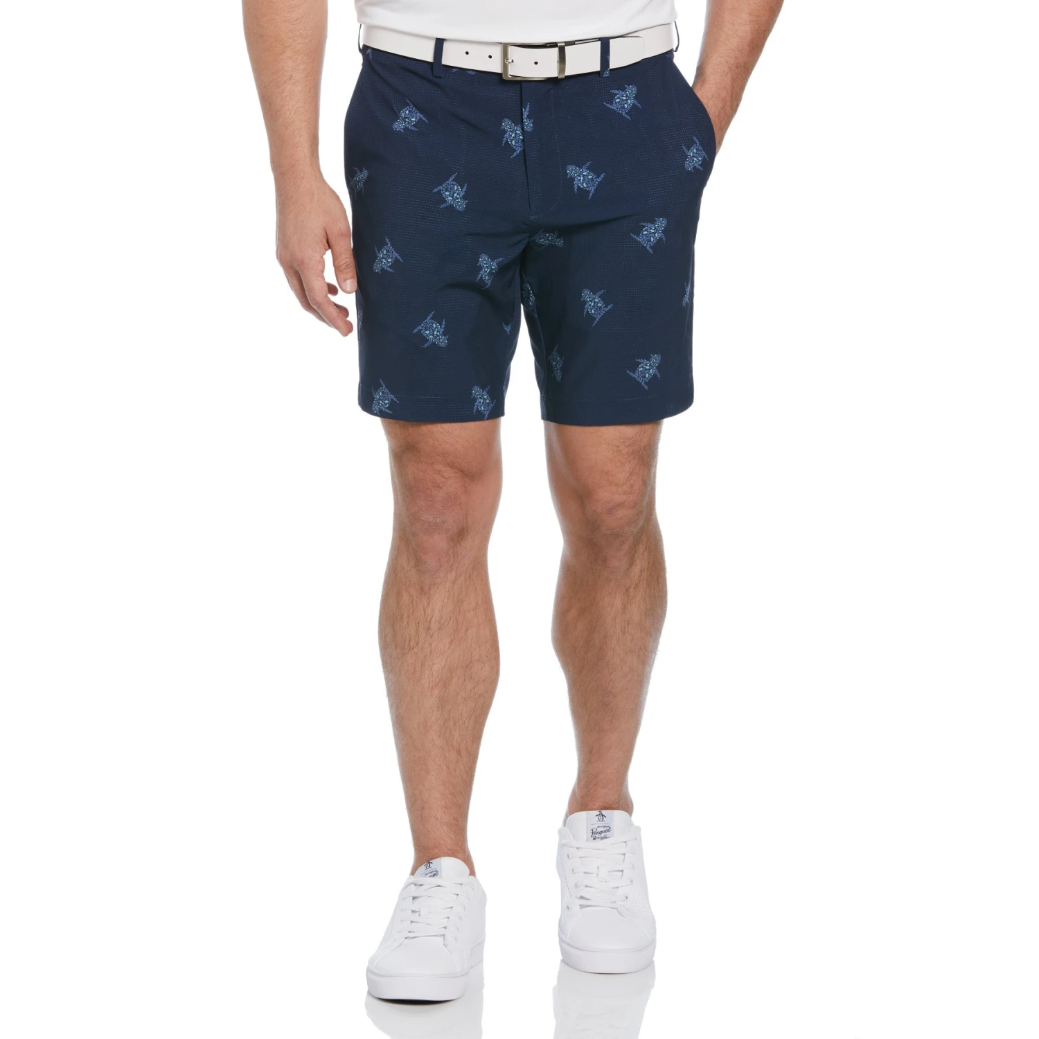 Original Penguin 60s Floral Pete Print 8" Golf Shorts In Black Iris 3 Original Penguin 60s Floral Pete Print 8" Golf Shorts In Black Iris