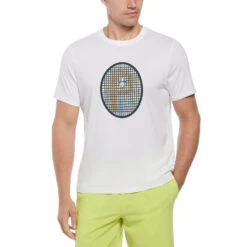Original Penguin Grid Graphic Tennis T-Shirt In Bright White