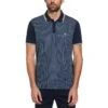 Original Penguin Jacquard Front Basketweave Print Polo Shirt In Dark Sapphire