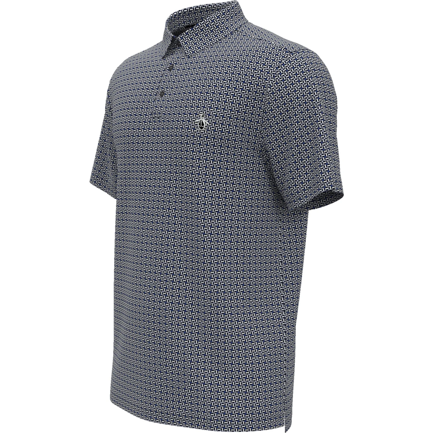 Original Penguin Original Geometric Print Short Sleeve Golf Polo Shirt In Caviar 6 Original Penguin Original Geometric Print Short Sleeve Golf Polo Shirt In Caviar - Image 5