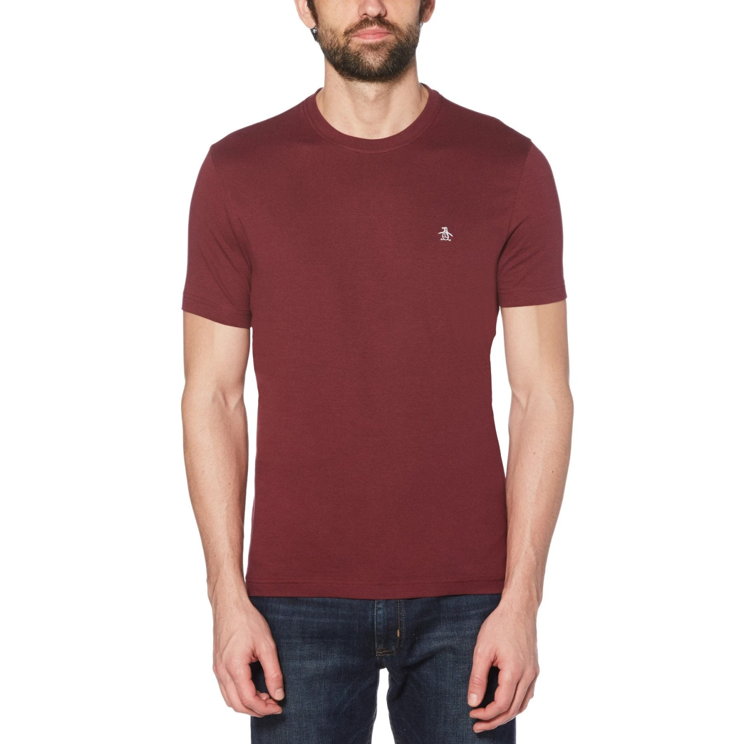 Original Penguin Pin Point Organic Cotton Embroidered Logo T-Shirt In Tawny Port 3 Original Penguin Pin Point Organic Cotton Embroidered Logo T-Shirt In Tawny Port