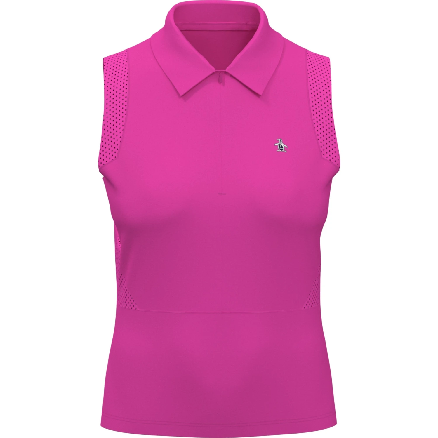 Original Penguin Women's 1/4 Zip Mesh Block Sleeveless Golf Polo Shirt In Cheeky Pink 6 Original Penguin Women's 1/4 Zip Mesh Block Sleeveless Golf Polo Shirt In Cheeky Pink - Image 4