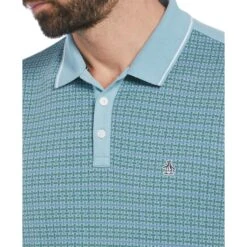 Original Penguin Jacquard Front Basketweave Pattern Short Sleeve Polo Shirt In Tourmaline -Outlet New Polo Shirt Store xpcmnpesgjei6qkjrrm9