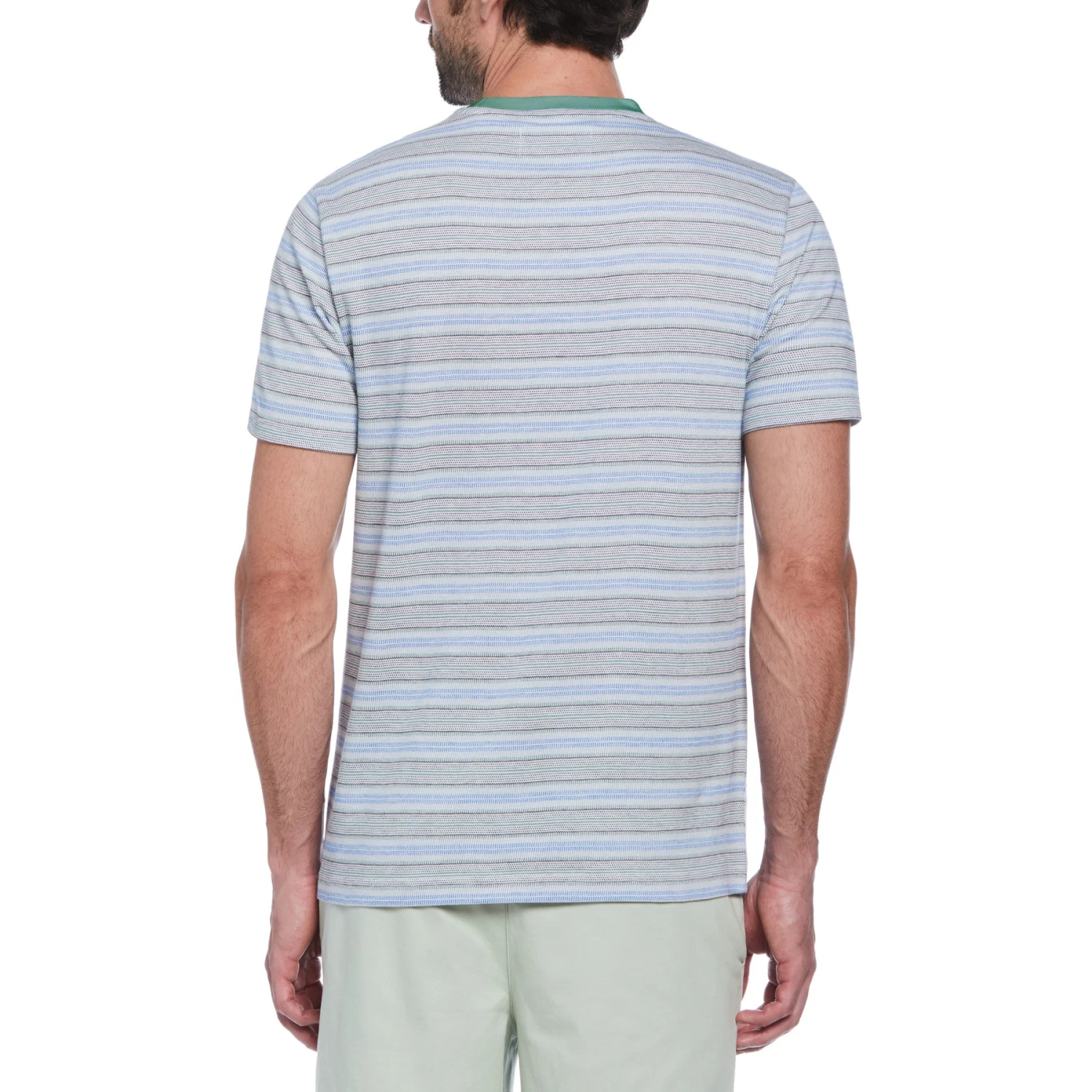 Original Penguin Birdseye Pique Striped T-Shirt In Antique Green 4 Original Penguin Birdseye Pique Striped T-Shirt In Antique Green - Image 2