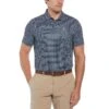 Original Penguin Original Geometric Print Short Sleeve Golf Polo Shirt In Caviar
