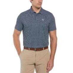 Outlet New Polo Shirt Store 4 Original Penguin Original Geometric Print Short Sleeve Golf Polo Shirt In Caviar