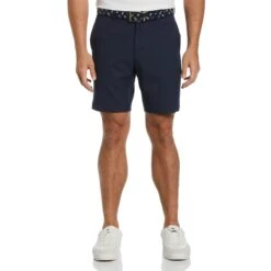 Original Penguin Flat Front Solid Golf Shorts In Black Iris