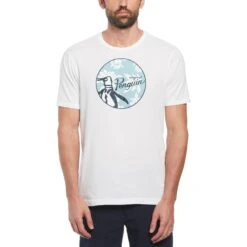 Original Penguin Floral Fill Pete T-Shirt In Bright White